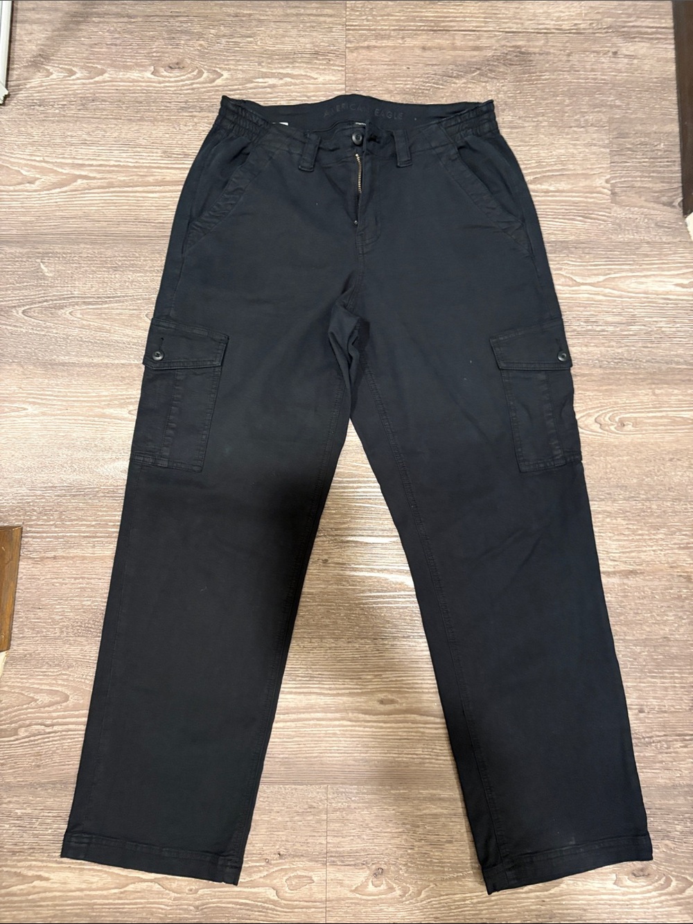 American Eagle Outfitters Black Straight-Leg Cargo Pants